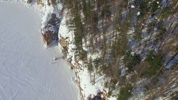 4k空中测量冬天贝加尔湖