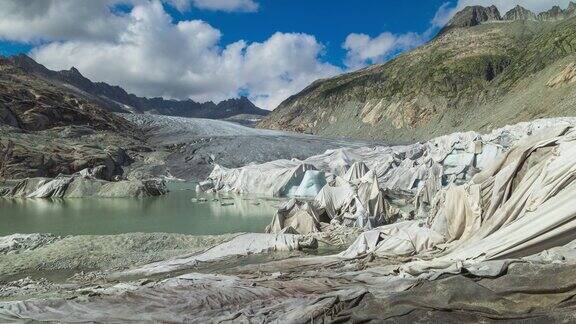 随着时间推移瑞士阿尔卑斯山冰川融化的景象罗纳冰川罗纳河的源头弗尔卡山口瓦莱州