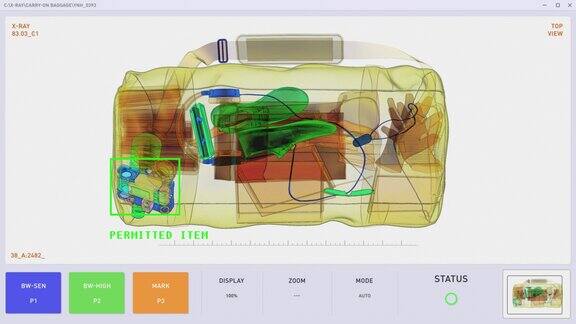 直观的出境扫描程序界面检测违禁物品