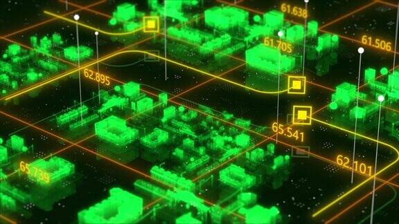全息智慧城市动画数字数据高速移动互联网5G网络通信技术概念4K