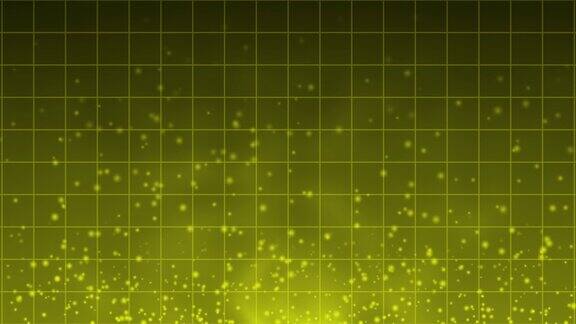 抽象的未来科技粒子背景黄色粒子和网格背景