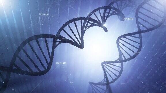 3DDNA链旋转在发光艺术人工智能科学概念网络背景动画