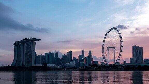 新加坡城市日落黄昏