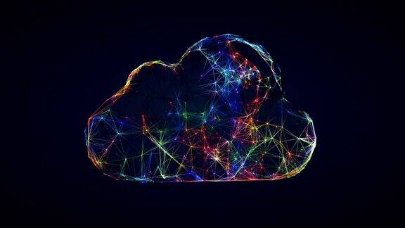 云技术符号三维动画云的形状由连线构成