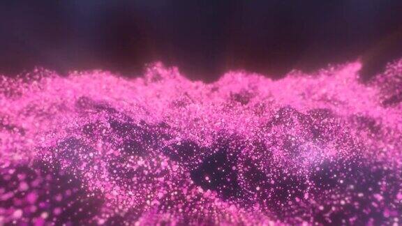 紫色波从能量粒子神奇发光高科技未来的光点抽象背景