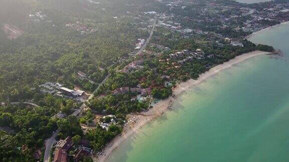 航拍海滩和大海苏梅岛泰国