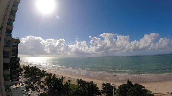 热带海滩镜头云延时天气