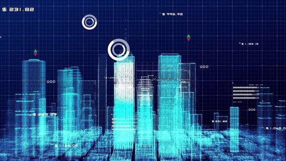 数字加密货币交易证券交易所金融3D图形图形分析符号未来技术概念未来金融业务投资创新智慧商业城市背景