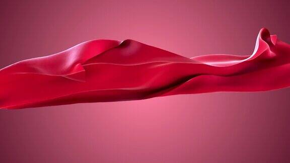 在慢动作背景中流动的抽象红布