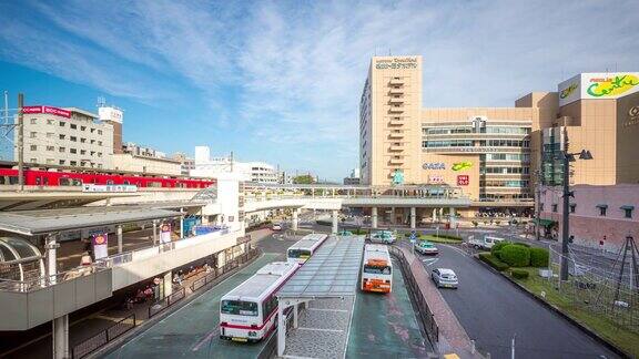 4K延时:旅客拥挤的丰田巴士和名古屋火车站