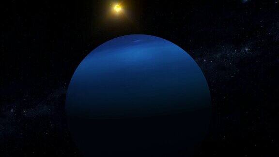 3d现实的海王星行星与发光的太阳