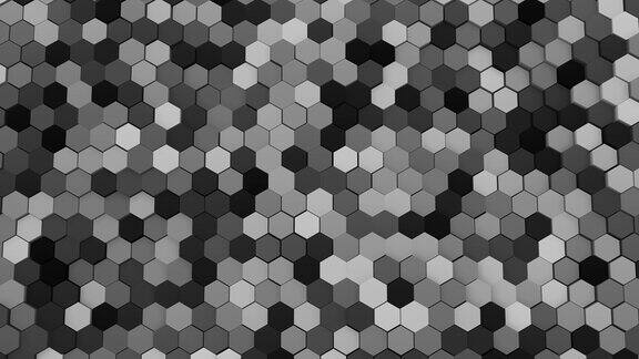 高科技六边形和蜂窝背景的抽象动画数字三维六边形抽象背景六角形波随机图案在屏幕上移动六边形图案的循环动画