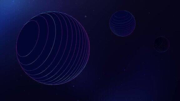 三颗行星运动的宇宙动画视频未来的背景银河元诗有星星和行星的天空
