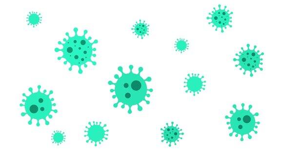 病毒细胞背景流行性病毒感染covid-19卡通冠状病毒可循环哑光