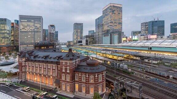 东京火车站日落的延时