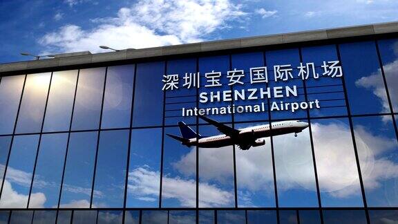 飞机在中国深圳降落