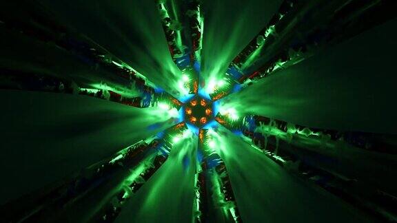 绿色和蓝色的星星爆炸了循环动画