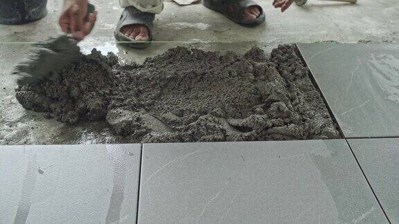 在施工现场用液体水泥制备瓷砖家装服务行业理念