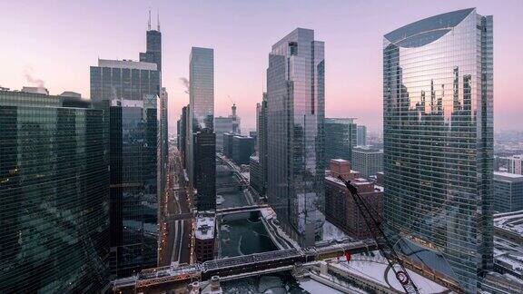芝加哥冬季-日出时间流逝