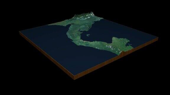 巴拿马地形地图3D渲染360度循环动画