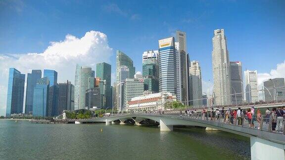 时间流逝新加坡的城市景观和人们在新加坡的城市行走