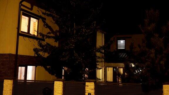 建立一个住宅智能住宅的拍摄在晚上的时间打开和关闭每个房间的灯