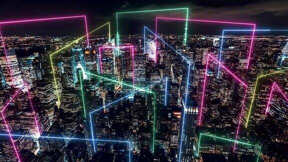 智慧城市与元宇宙概念曼哈顿之夜