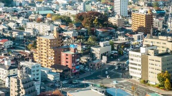 延时:日本东北部郡山福岛的鸟瞰图