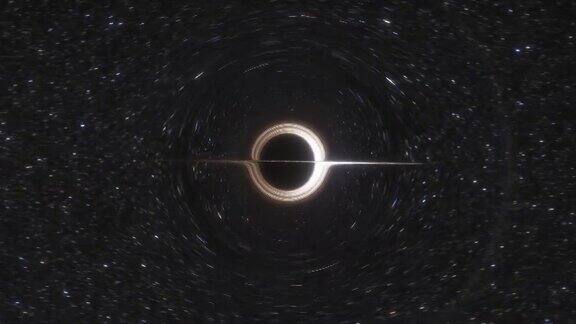 超大质量黑洞的动画黑洞视界上物质的吸积盘在事件视界上空间、光和时间被强烈的引力所扭曲