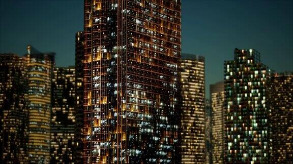 摩天大楼在夜间的商业区