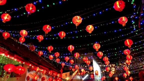 中国灯笼装饰在中国新年庆祝活动