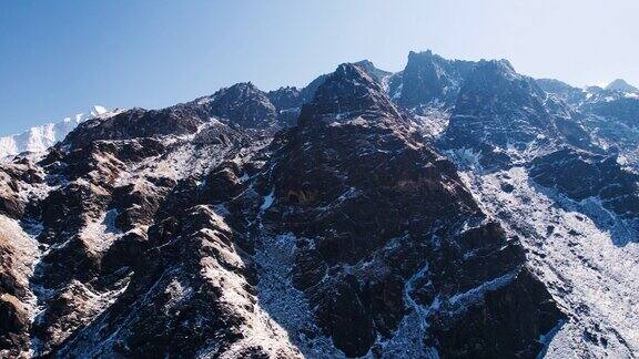 尼泊尔喜马拉雅山上美丽的阿玛达布兰山全景图