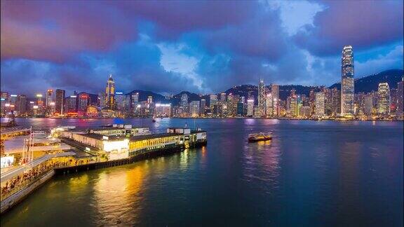 时光流逝中的香港城市渡轮和