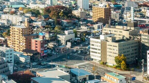 延时:日本东北部郡山福岛的鸟瞰图