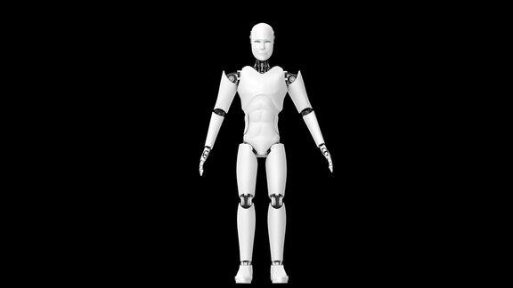 未来机器人黑色和绿色背景的人工智能CGI