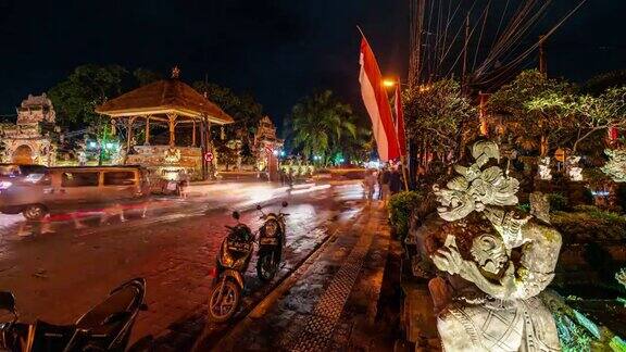 乌布巴厘岛印尼时间推移锁定镜头显示街景