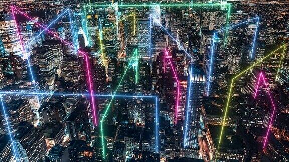 智慧城市和Metaverse曼哈顿概念