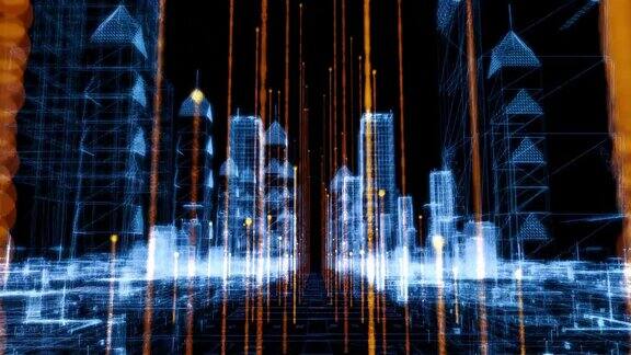 飞越发达的智慧城市发光无线数据线