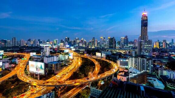 泰国曼谷的城市景观和交通的时间流逝