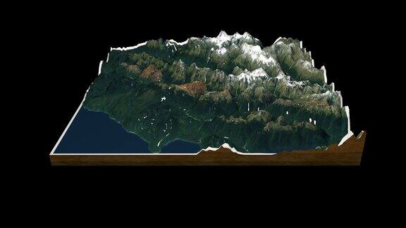 Mount志向国家公园地图3D渲染360度循环动画
