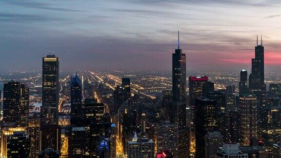 TD蓝色时间在芝加哥从黄昏到夜晚