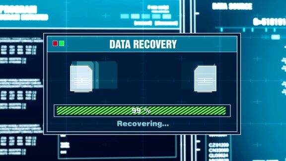 数据恢复进度警告信息文件恢复提醒计算机屏幕输入系统登录和密码系统安全网络犯罪计算机黑客概念