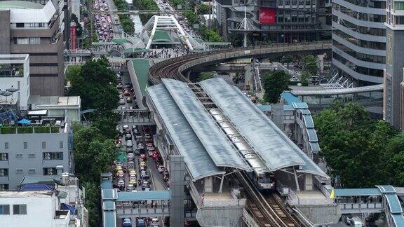 4K时间流逝曼谷中央轻轨站现代泰国