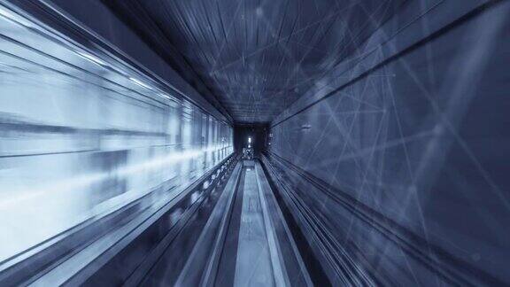 韩国首尔仁川国际机场的超级自动列车正在通过隧道中转至终点站未来的网络点线连接运输理念