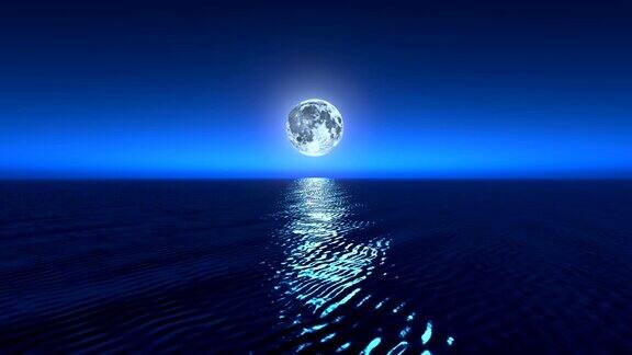热带地区月亮升起在海面上