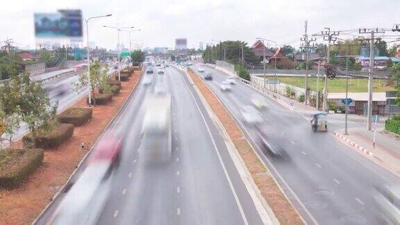4k决议延时曼谷早上高峰时段交通堵塞以城市景观概念的交通