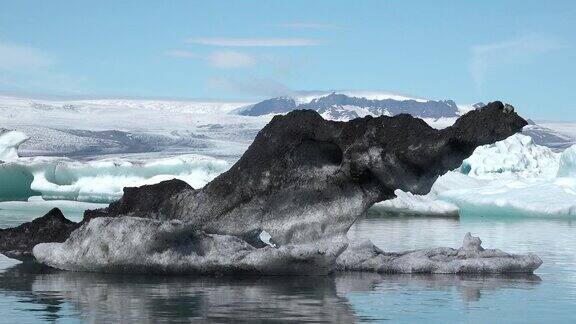 全球变暖和气候变化冰岛冰川融化蓝绿色的海湾融化了冰山巨大的冰川在极地自然环境北极冬季景观在全球变暖问题