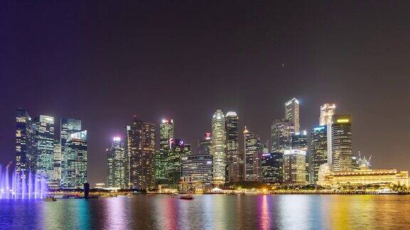 夜晚新加坡城时间流逝视频
