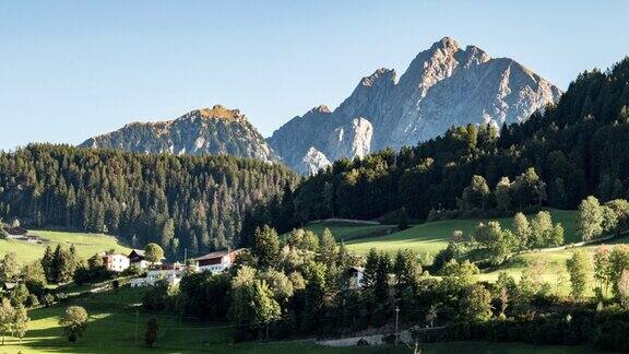 阿尔卑斯山脉有树木和高山草甸