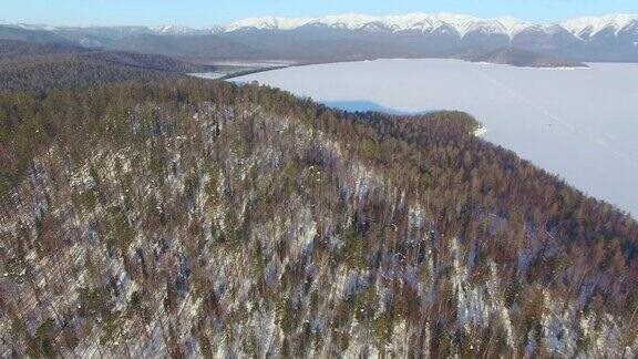 4k空中测量冬天贝加尔湖